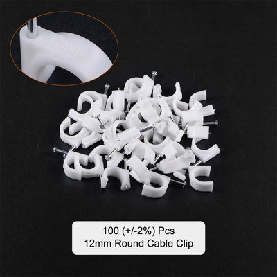 Harfington Uxcell 12mm Cable Wire Clips Nail-In Wire Nail Clamps Cord Organizer Tie Holder 100pcs