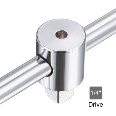 Harfington Uxcell 1/4-Inch Drive Drive Sliding T-Handle Socket Wrench Chrome Finish Cr-V Steel 2 Pcs