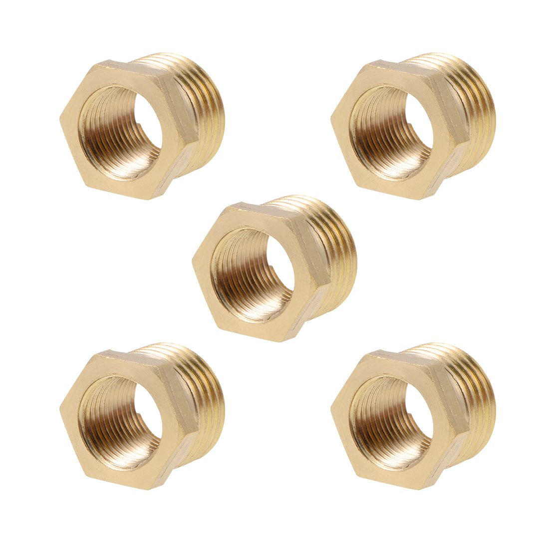uxcell Uxcell Brass Threaded Pipe Fitting G1/4 Male x G1/8 Female Hex Bushing Adapter 5pcs