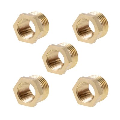 Harfington Uxcell Brass Threaded Pipe Fitting G1/4 Male x G1/8 Female Hex Bushing Adapter 5pcs