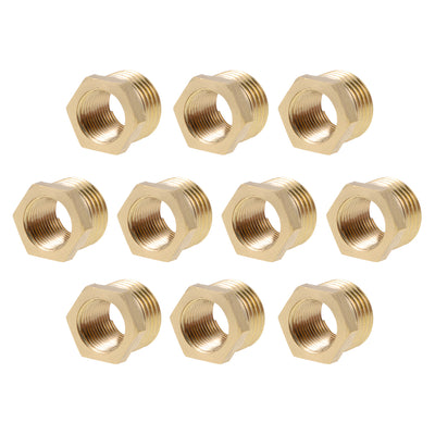 Harfington Uxcell Brass Threaded Pipe Fitting G1/4 Male x G1/8 Female Hex Bushing Adapter 10pcs