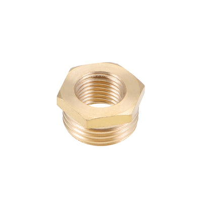 Harfington Uxcell Brass Threaded Pipe Fitting G1/2 Male x G1/4 Female Hex Bushing Adapter 5pcs