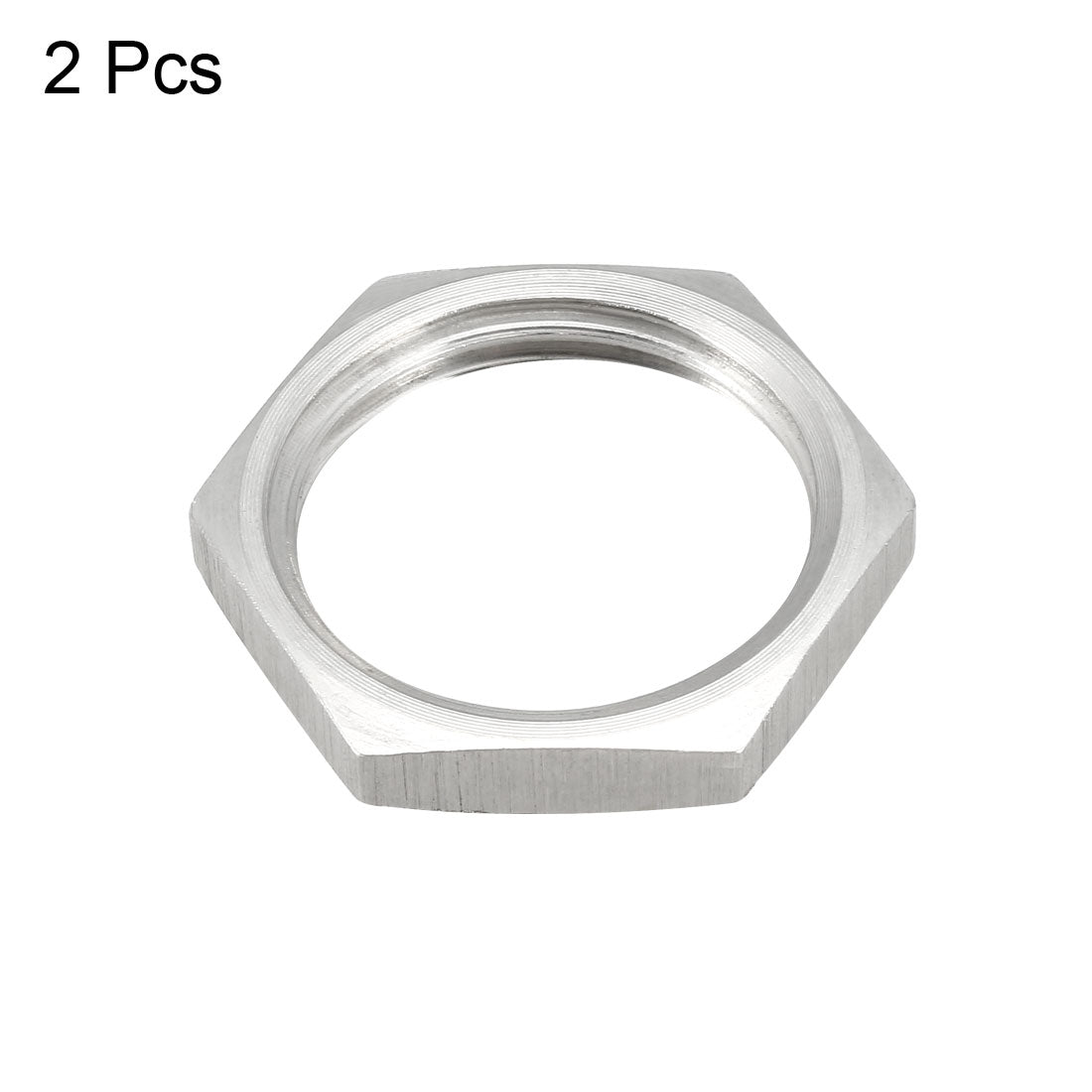 uxcell Uxcell Pipe Fitting Hex Locknut SUS304 Stainless Steel G1/2 Inch Female Threaded, 2 Pcs