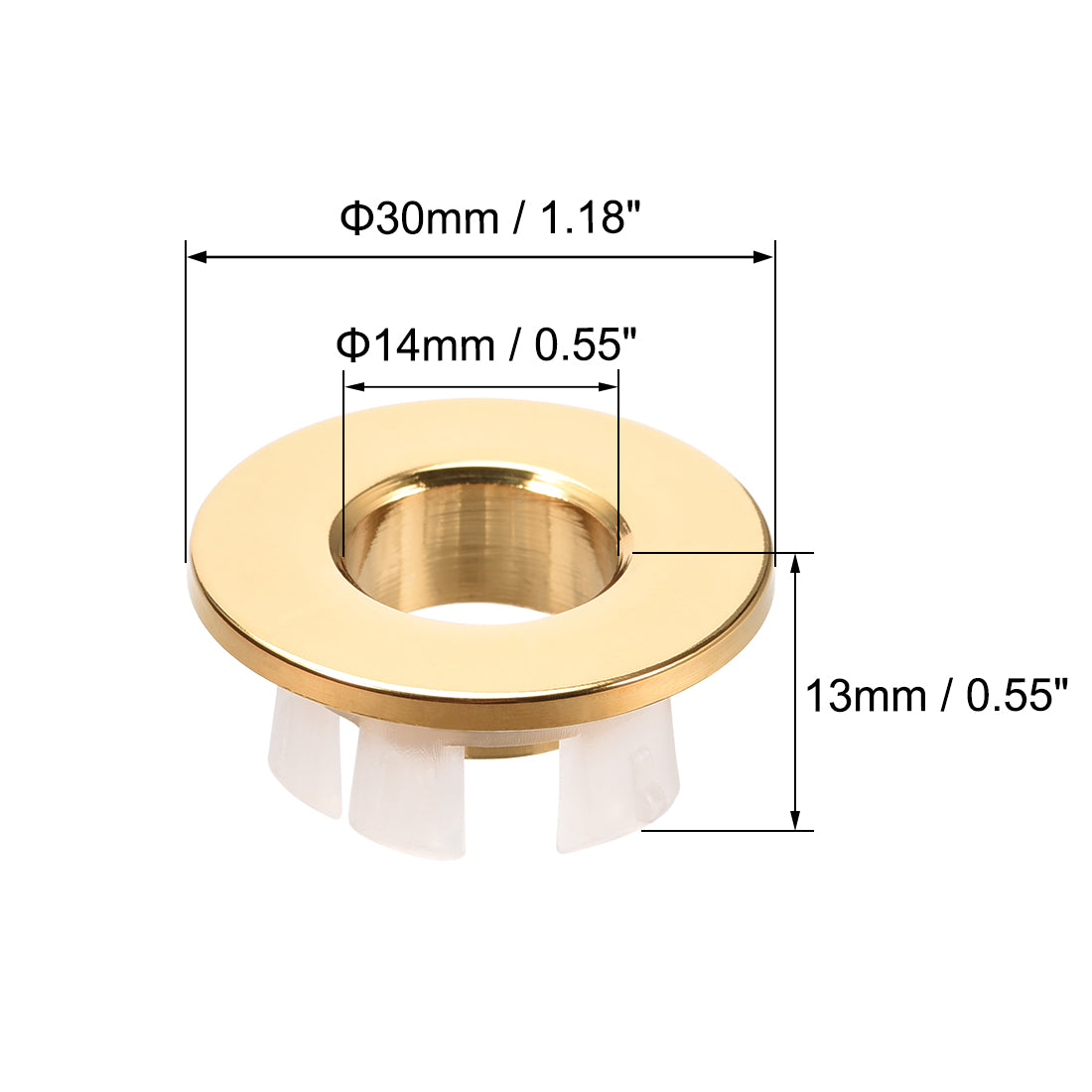 uxcell Uxcell Sink Overflow Covers Bathroom Kitchen Basin Trim Round Hole Caps Insert Spares Gold Tone 3 Pcs
