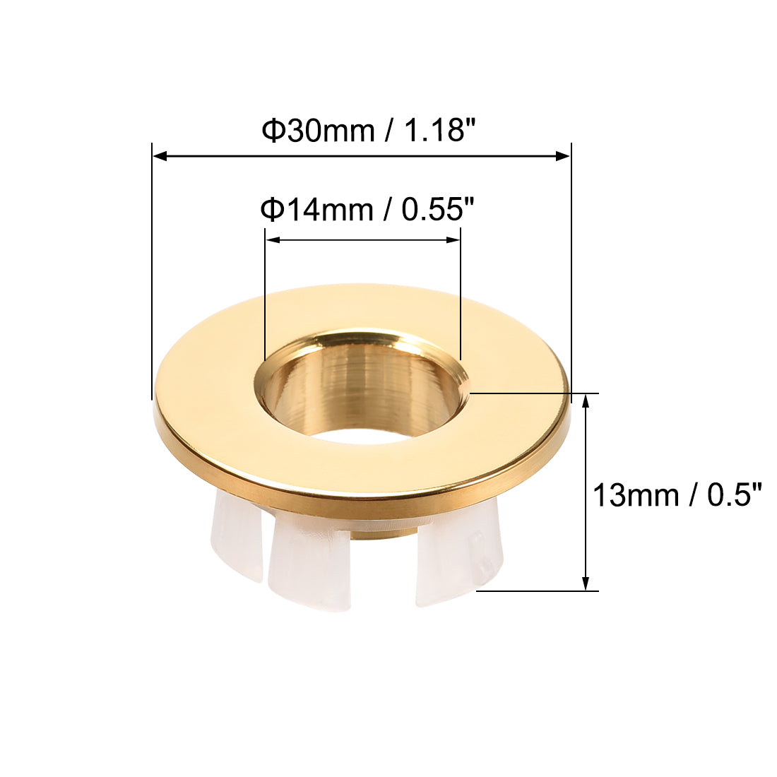 uxcell Uxcell Sink Overflow Covers Kitchen Basin Trim Round Hole Caps Insert Spares Gold Tone 2 Pcs