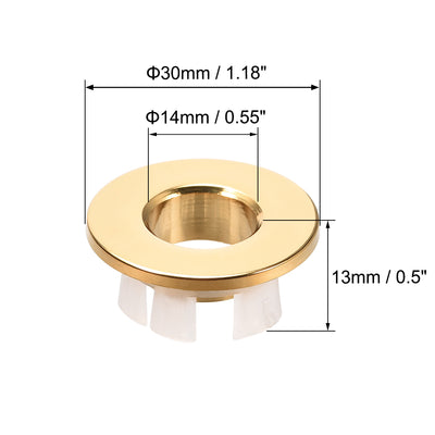 Harfington Uxcell Sink Overflow Covers Kitchen Basin Trim Round Hole Caps Insert Spares Gold Tone 2 Pcs