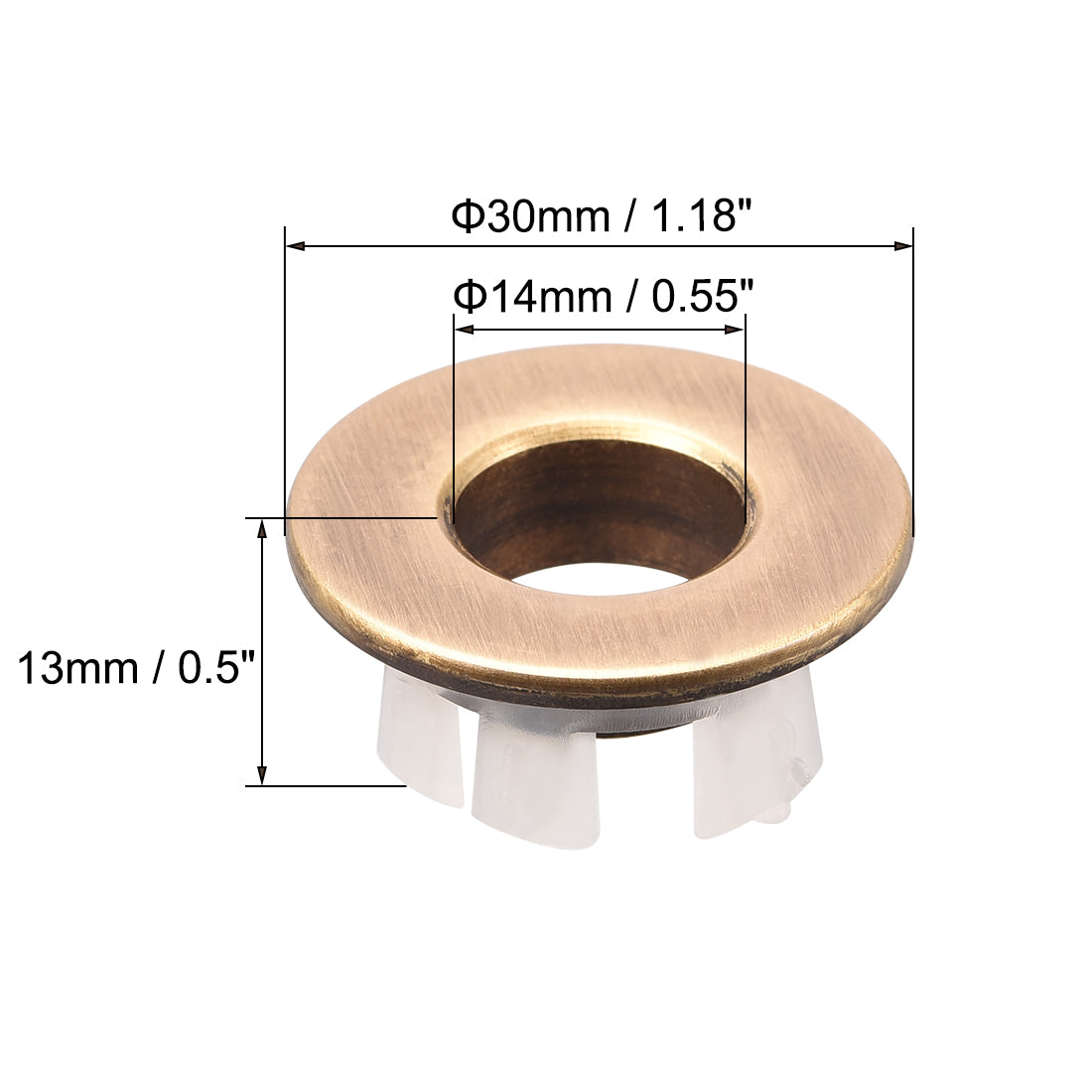 uxcell Uxcell Sink Overflow Covers Kitchen Basin Trim Round Hole Caps Insert Spares Bronze Tone 3 Pcs