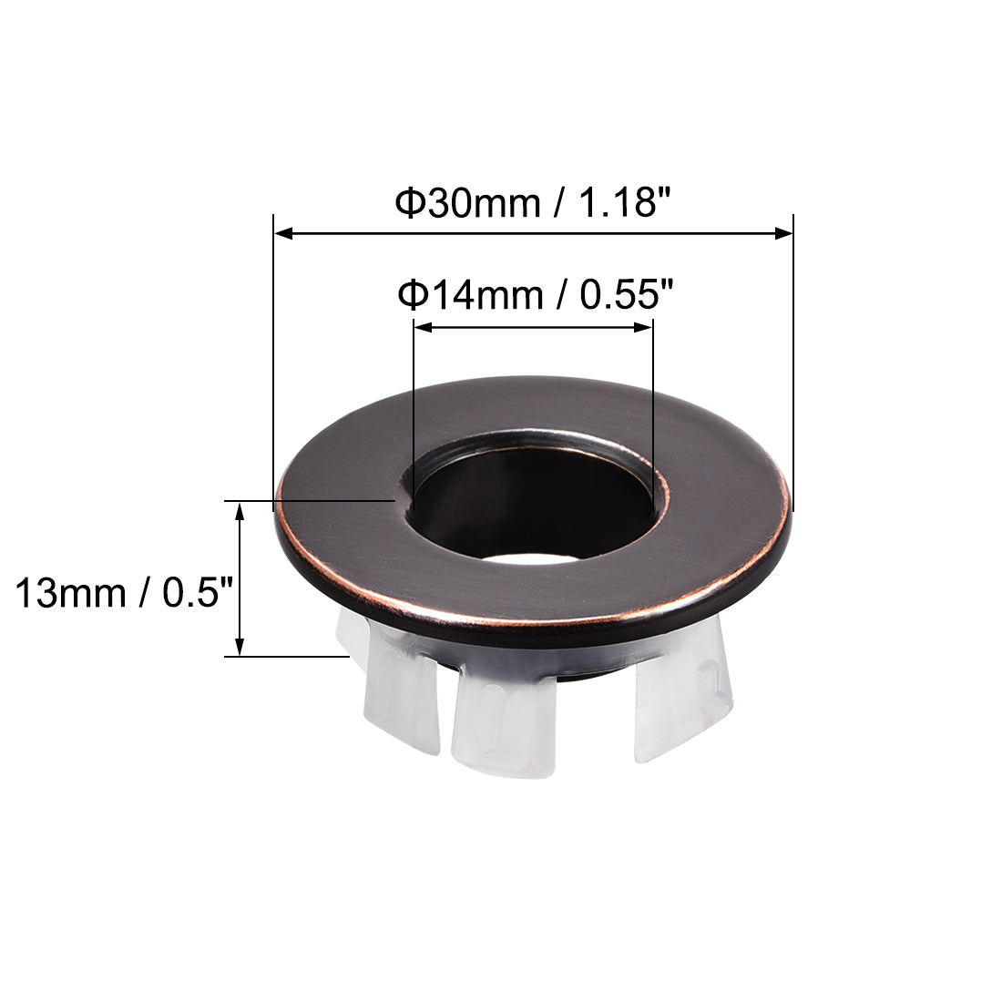 uxcell Uxcell Sink Overflow Covers Kitchen Basin Trim Round Hole Caps Insert Spares Oil Rubbed Bronze 3 Pcs