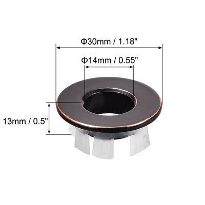 Harfington Uxcell Sink Overflow Covers Kitchen Basin Trim Round Hole Caps Insert Spares Oil Rubbed Bronze 3 Pcs