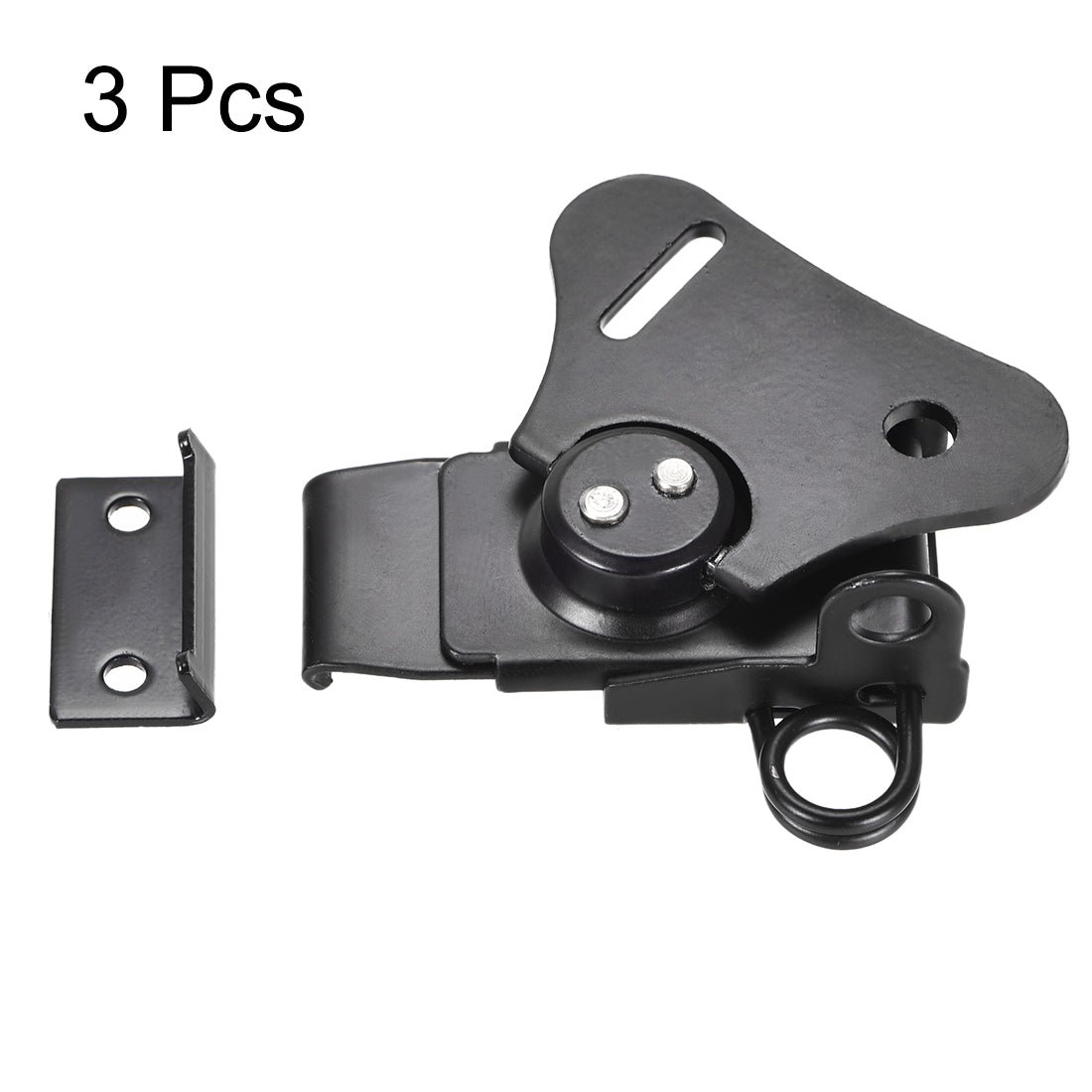 uxcell Uxcell 2.56-inch Iron Spring Loaded Butterfly Twist Latch Keeper Toggle Clamp with Keyhole - 3 Pcs (Black)
