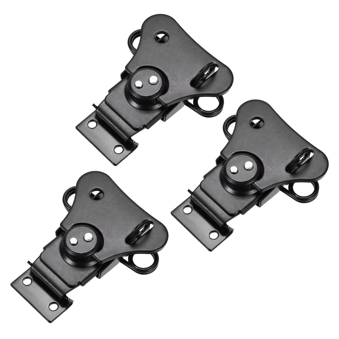 uxcell Uxcell 2.56-inch Iron Spring Loaded Butterfly Twist Latch Keeper Toggle Clamp with Keyhole - 3 Pcs (Black)