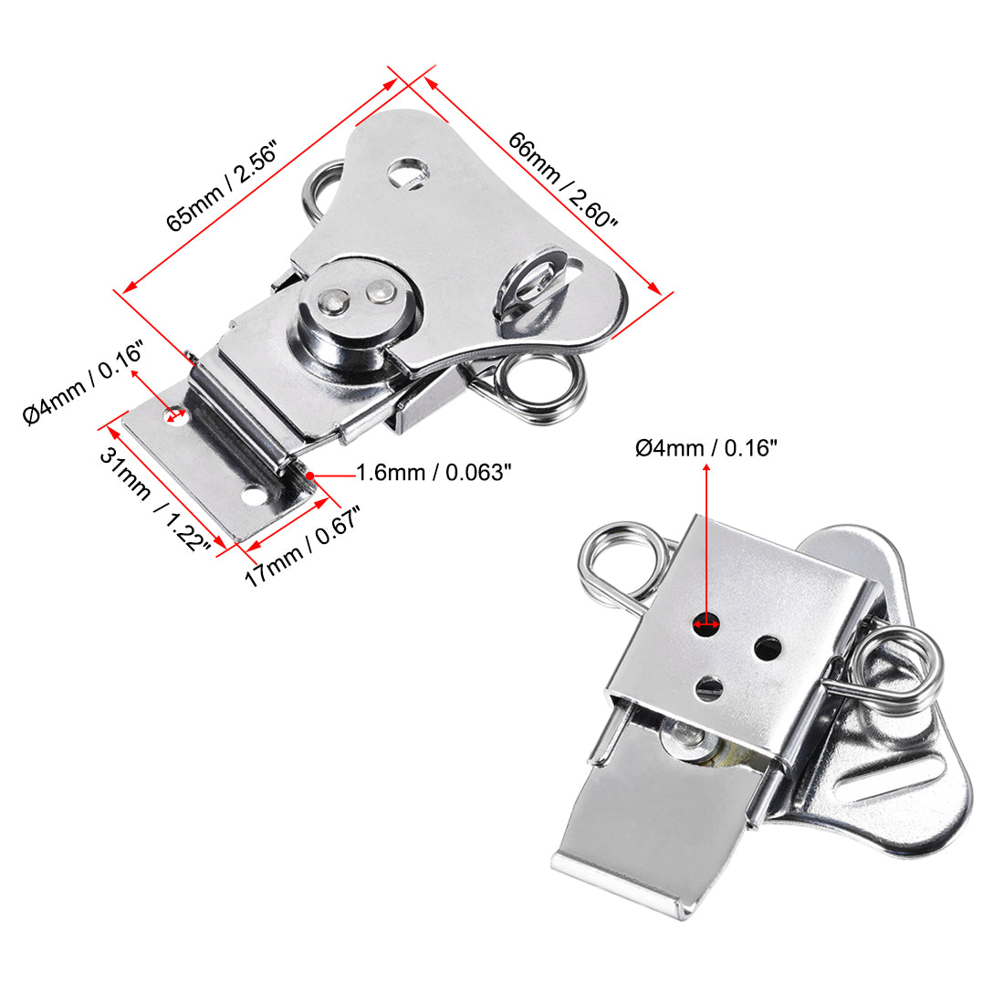 uxcell Uxcell 2.56-inch Iron Spring Loaded Butterfly Twist Latch Keeper Toggle Clamp with Keyhole - 3 Pcs (Silver)