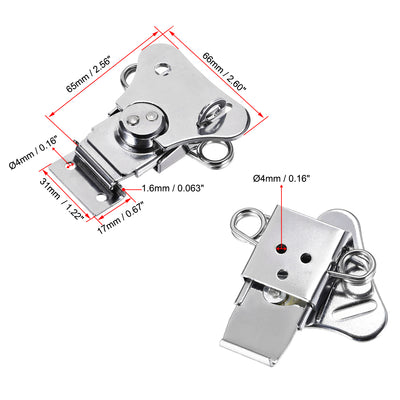 Harfington Uxcell 2.56-inch Iron Spring Loaded Butterfly Twist Latch Keeper Toggle Clamp with Keyhole - 3 Pcs (Silver)