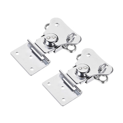 uxcell Uxcell 2.56-inch Iron Spring Loaded Butterfly Twist Latch Large Keeper Toggle Clamp with keyhole - 2 Pcs (Silver)