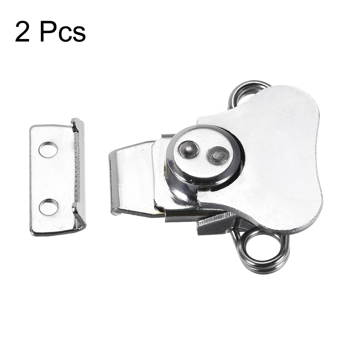 uxcell Uxcell 1.65-inch Iron Spring Loaded Butterfly Twist Latch Keeper Toggle Clamp - 2 Pcs (Silver)