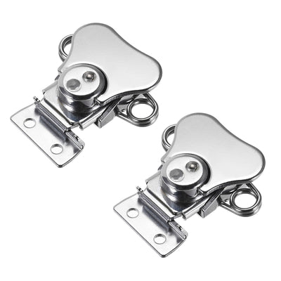 Harfington Uxcell 1.65-inch Iron Spring Loaded Butterfly Twist Latch Keeper Toggle Clamp - 2 Pcs (Silver)