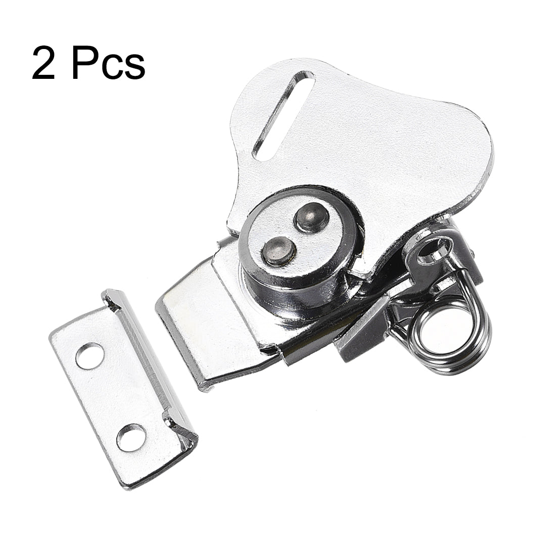 uxcell Uxcell 1.65-inch Iron Spring Loaded Butterfly Twist Latch Keeper Toggle Clamp with keyhole - 2 Pcs (Silver)