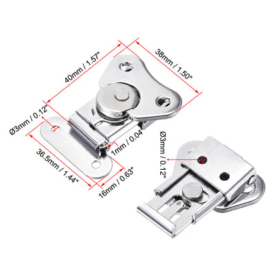 Harfington Uxcell 1.57-inch Iron Butterfly Twist Latch Keeper Toggle Clamp - 2 Pcs (Silver)