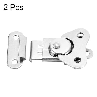 1.65" Iron Spring Loaded Butterfly Twist Latch Keeper Toggle Clamp With Keyhole 2 Pcs Silver - View #9