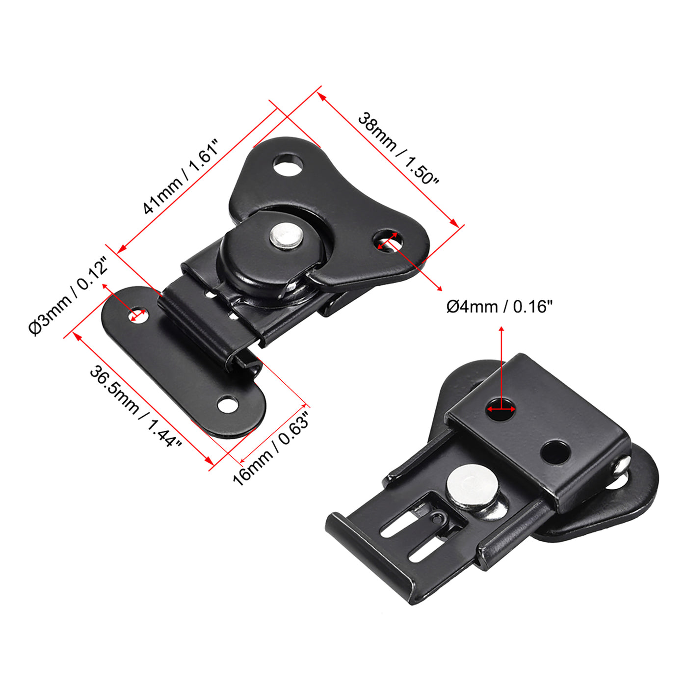 uxcell Uxcell 1.61-inch Iron Butterfly Twist Latch Keeper Toggle Clamp - 2 Pcs (Black)