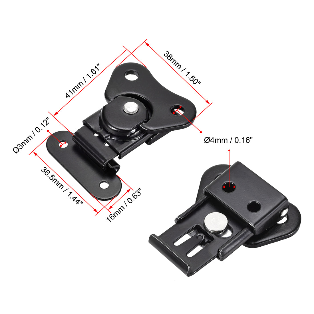 uxcell Uxcell 1.61-inch Iron Butterfly Twist Latch Keeper Toggle Clamp - 3 Pcs (Black)