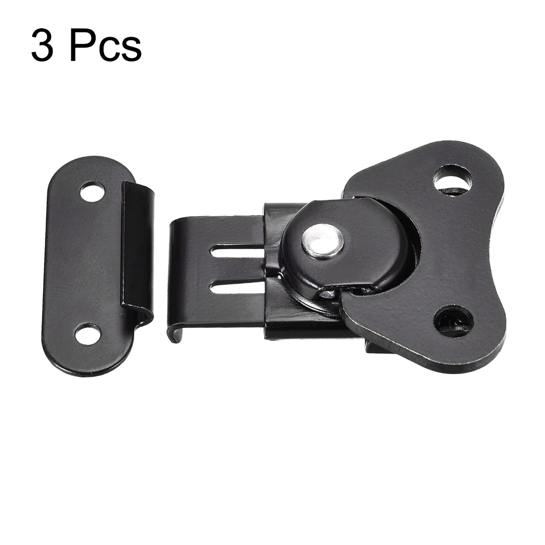 uxcell Uxcell 1.61-inch Iron Butterfly Twist Latch Keeper Toggle Clamp - 3 Pcs (Black)