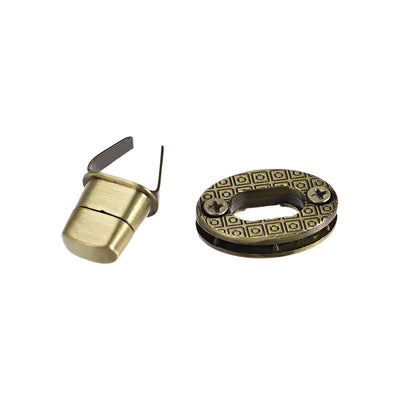 Harfington Uxcell 1 Set Oval Purses Twist Lock 23mm x 17mm Clutches Closures for DIY Bag Making - Bronze Tone