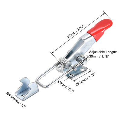 Harfington Uxcell 396lbs Adjustable Latch Galvanized Iron U Bolt Quick Release Toggle Clamp, 4 Pcs