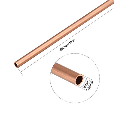 Harfington Uxcell 5mm Outside Diameter x 4mm Inside Diameter 500mm Copper Round Tube Pipe