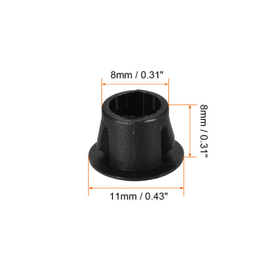 Harfington Uxcell 20pcs Mounting 8mm x 8mm Black Nylon Round Snap Panel Locking Hole Plugs Cover