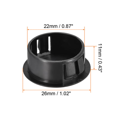 Harfington Uxcell 20pcs Mounting 22mm x 11mm Black Nylon Round Snap Panel Locking Hole Plugs Cover