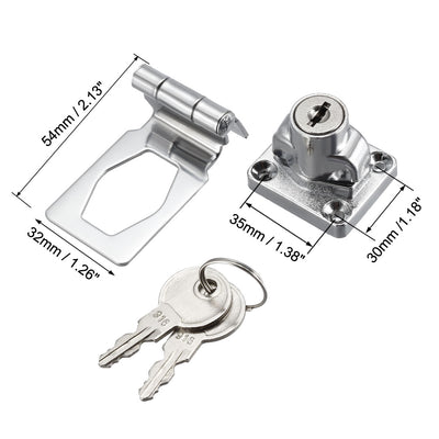 Harfington Uxcell Keyed Hasp Lock 54mm Twist Knob Keyed Locking Hasp for Door Cabinet Keyed Different