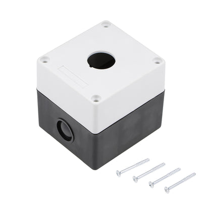 Harfington Uxcell Push Button Switch Control Station Box 22mm 1 Hole Aperture White and Black