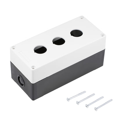 Harfington Uxcell Push Button Switch Control Station Box 22mm 3 Holes Aperture White and Black