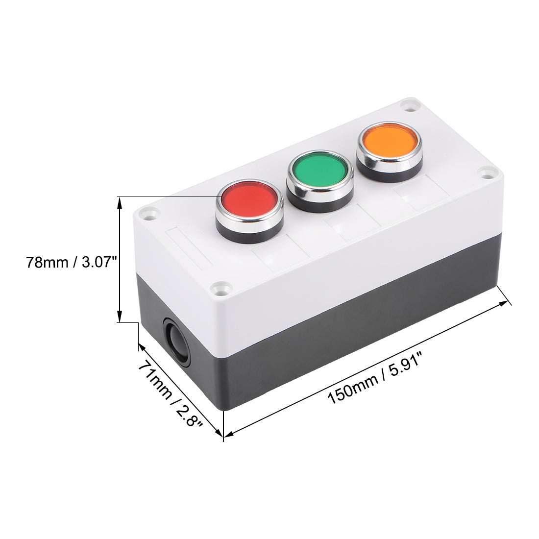 uxcell Uxcell Push Button Switch Box Momentary NO NC Red Green Yellow Switch 415V 10A
