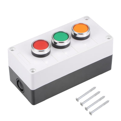 Harfington Uxcell Push Button Switch Box Momentary NO NC Red Green Yellow Switch 415V 10A