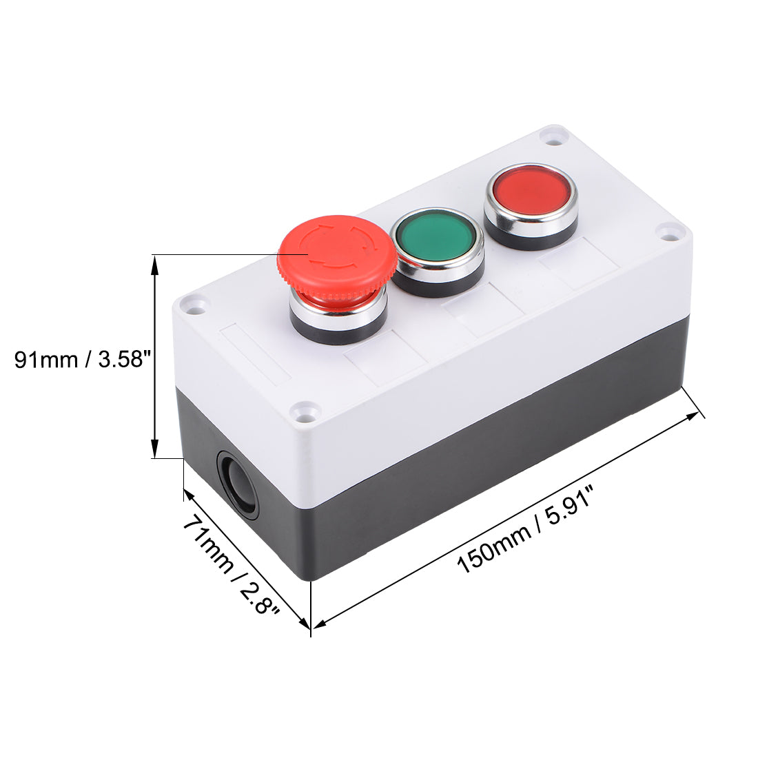 uxcell Uxcell Push Button Switch Box Momentary NO NC Red Green Switches and Emergency Stop