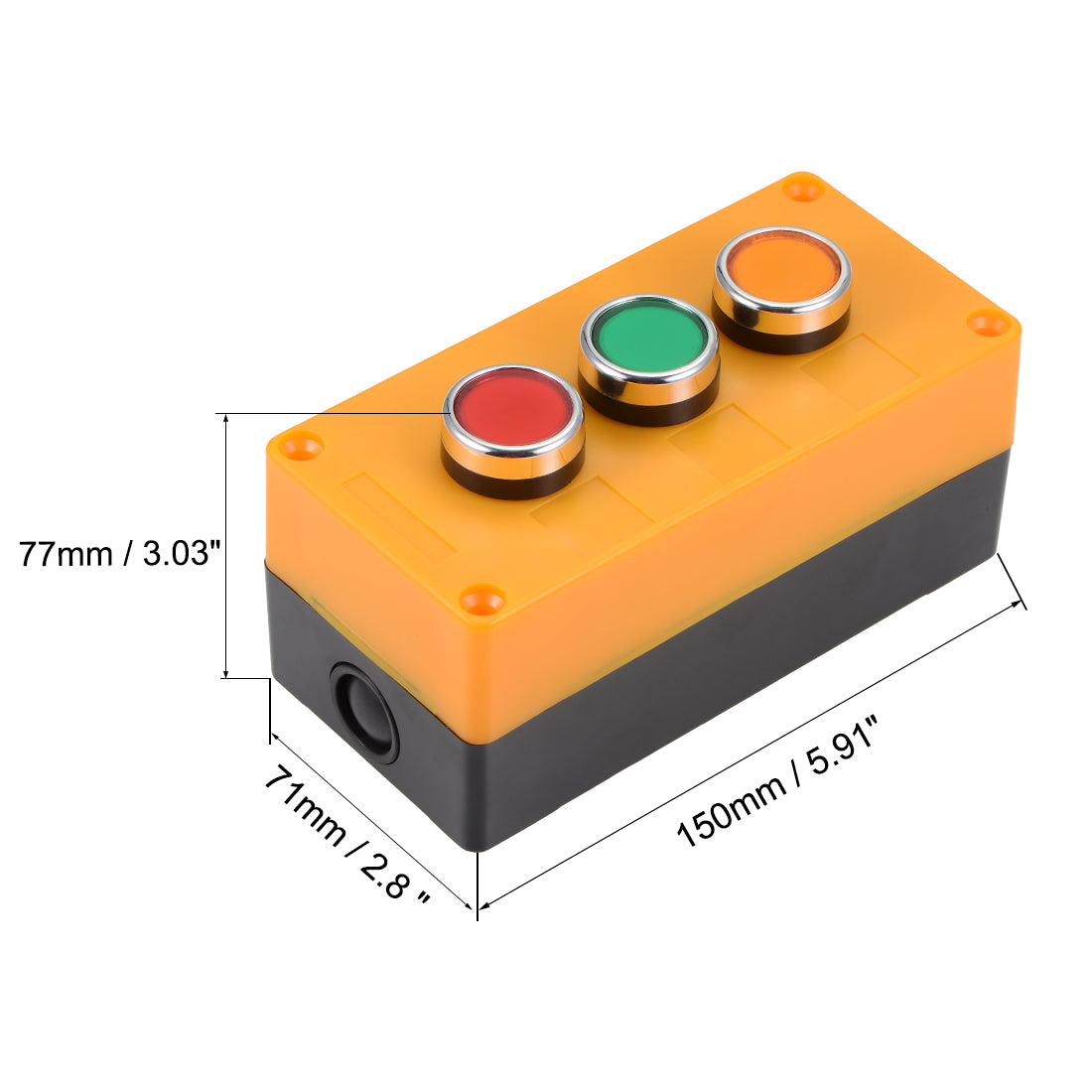 uxcell Uxcell Push Button Switch Box Momentary NO NC Red Green Yellow Switches 415V 10A