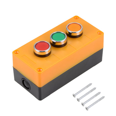 Harfington Uxcell Push Button Switch Box Momentary NO NC Red Green Yellow Switches 415V 10A