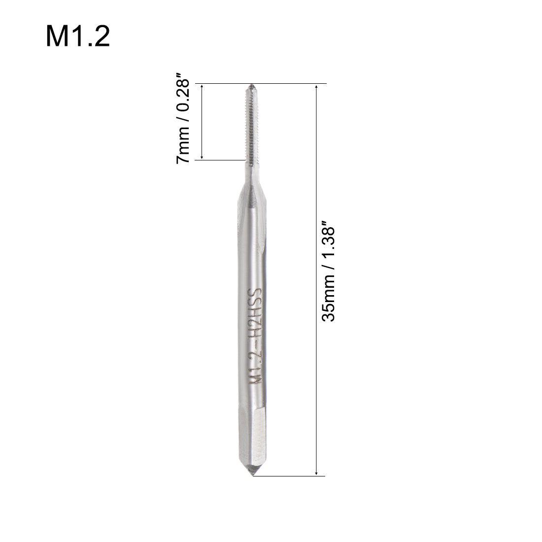 Uxcell Uxcell Metric Machine Tap M3.5 Thread 0.35 Pitch 3 Straight Flutes H2 High Speed Steel 10pcs