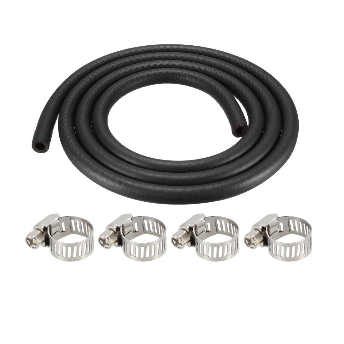 uxcell Uxcell Fuel Line Fuel Hose Rubber  8mm I.D.  1.8M/5.9FT  Diesel Petrol Hose Engine Pipe Tubing with 4 Clamps