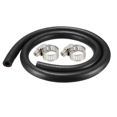 Harfington Uxcell Fuel Line Fuel Hose Rubber  10mm I.D.  0.9M/2.95FT  Diesel Petrol Hose Engine Pipe Tubing with 2 Clamps