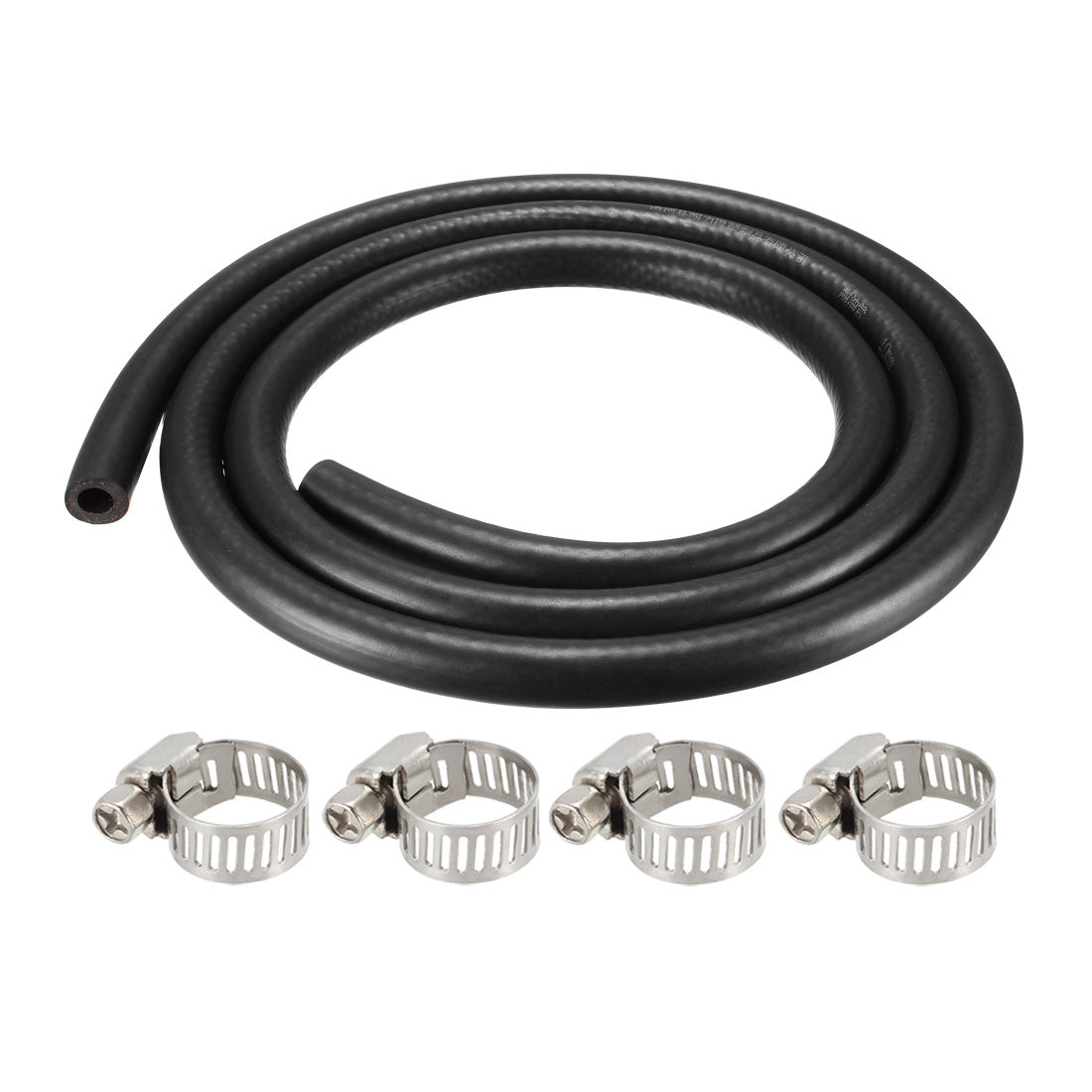 uxcell Uxcell Fuel Line Fuel Hose Rubber  10mm I.D.  1.8M/5.9FT  Diesel Petrol Hose Engine Pipe Tubing with 4 Clamps