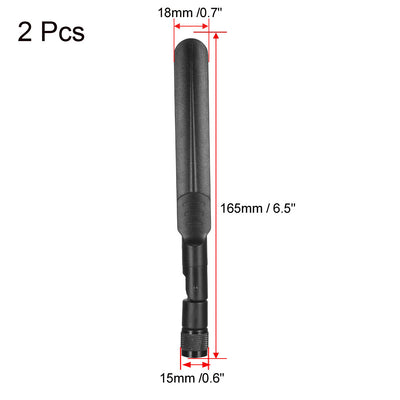 Harfington Uxcell GSM GPRS WCDMA LTE Antenna 3G 4G 5dBi High Gain 780-960/1710-2700MHz RP-TNC Male Connector Omni Direction Foldable Paddle Type Black 2Pcs