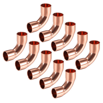 uxcell Uxcell 7.94mm ID 90 Degree Copper Elbow Pipe Fitting Connector 10pcs