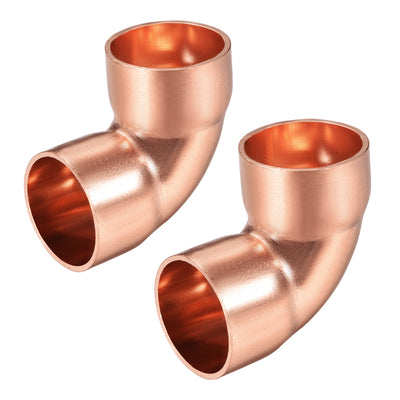 uxcell Uxcell 25.4mm ID 90 Degree Copper Elbow Fitting 1.5mm Thick 2pcs