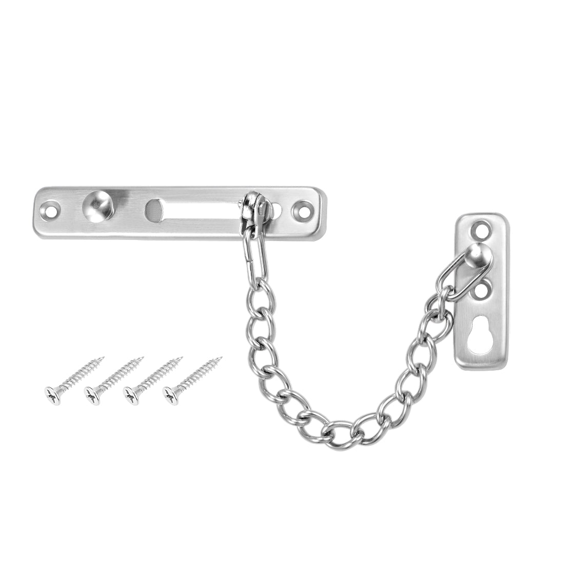 uxcell Uxcell Chain Door Guard Lock Security Safety Latch Lock with Spring Anti-Theft Press Lock Silver
