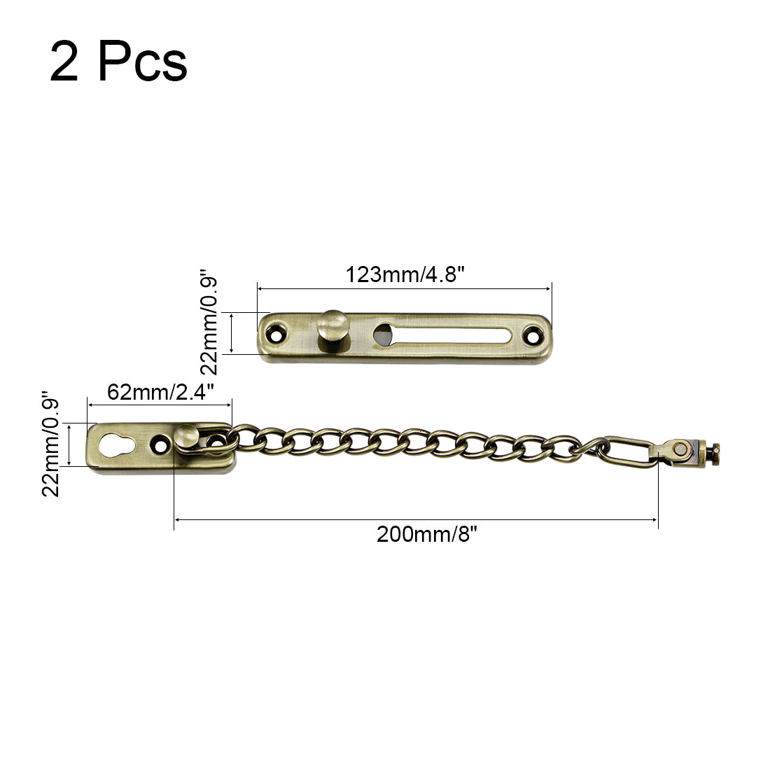 uxcell Uxcell Chain Door Guard Lock Security Safety Latch Lock with Spring Anti-Theft Press Lock Bronze 2pcs