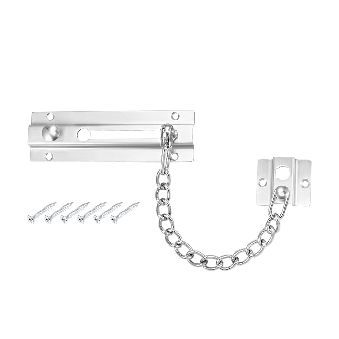 uxcell Uxcell Chain Door Guard Lock Security Safety Latch with Spring Anti-Theft Press Lock Silver