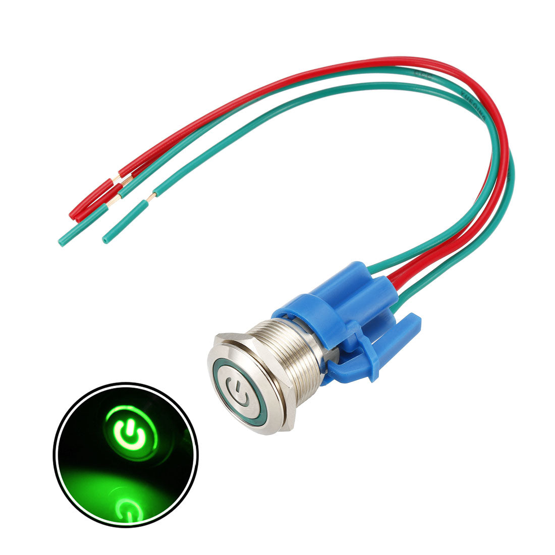 uxcell Uxcell Latching Push Button Switch Mounting Dia 1NO LED Light with Socket Plug Wires